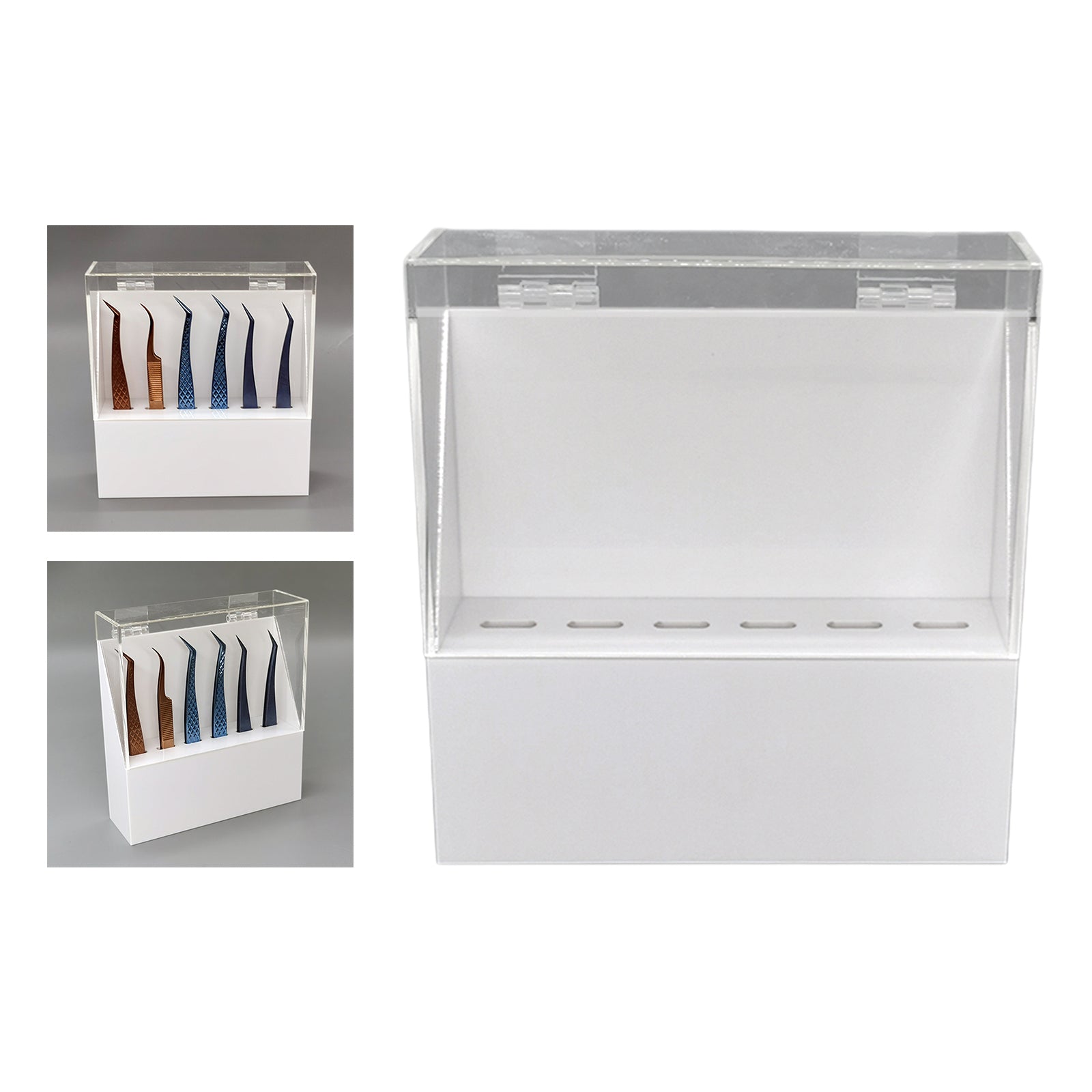 Eyelash Extension Storage Box Tweezer Organizer Case Stand Holder Pure White