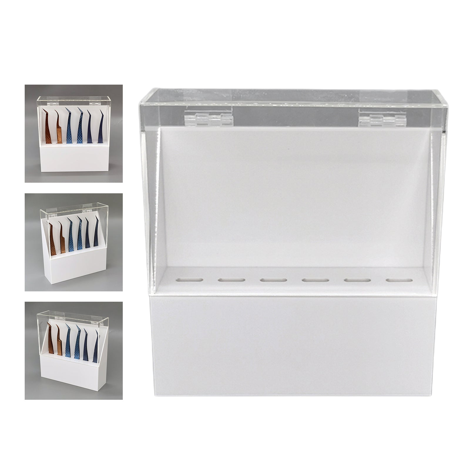 Eyelash Extension Storage Box Tweezer Organizer Case Stand Holder Pure White