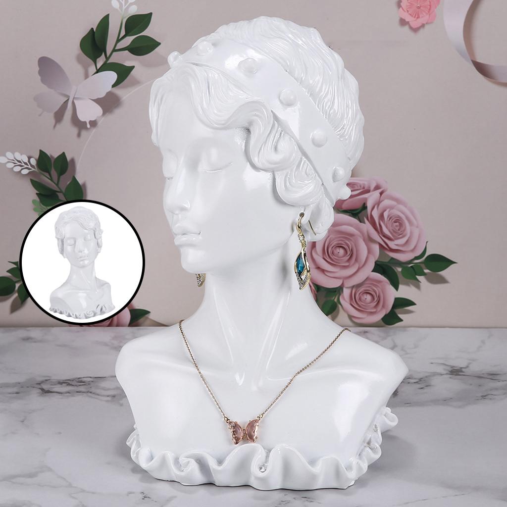 Resin Necklace Earring Display Mannequin for Women Home Organization  white