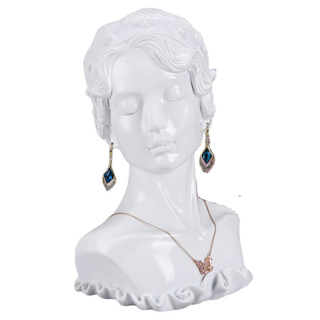 Resin Necklace Earring Display Mannequin for Women Home Organization  white