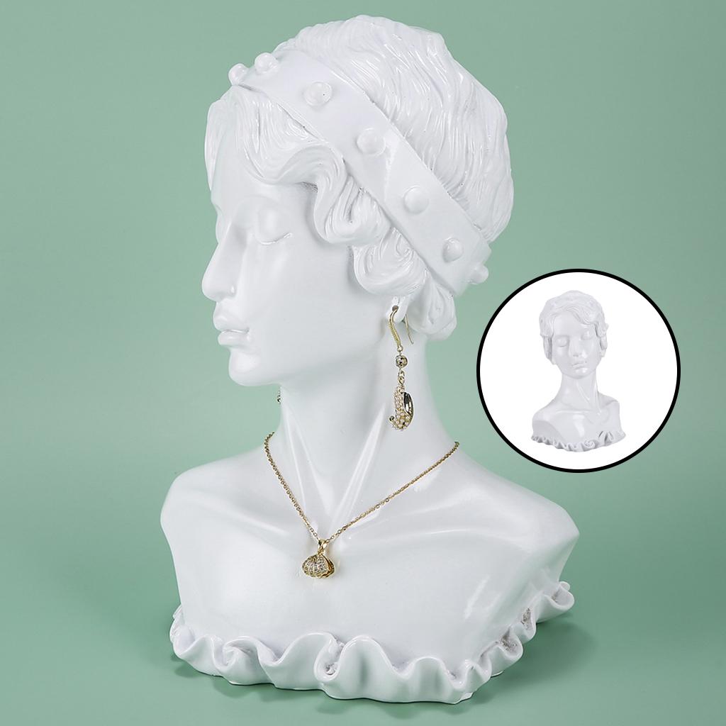 Resin Necklace Earring Display Mannequin for Women Home Organization  white