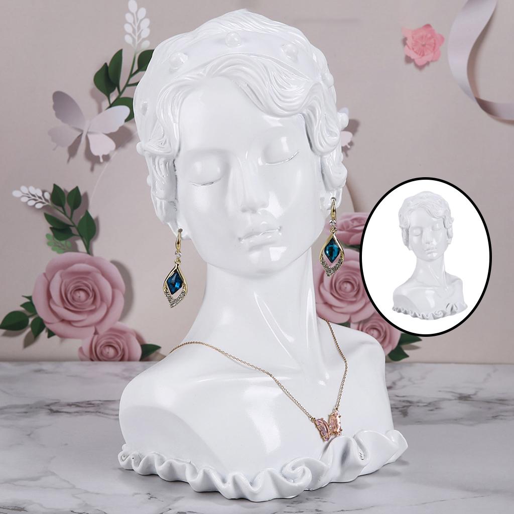 Resin Necklace Earring Display Mannequin for Women Home Organization  white