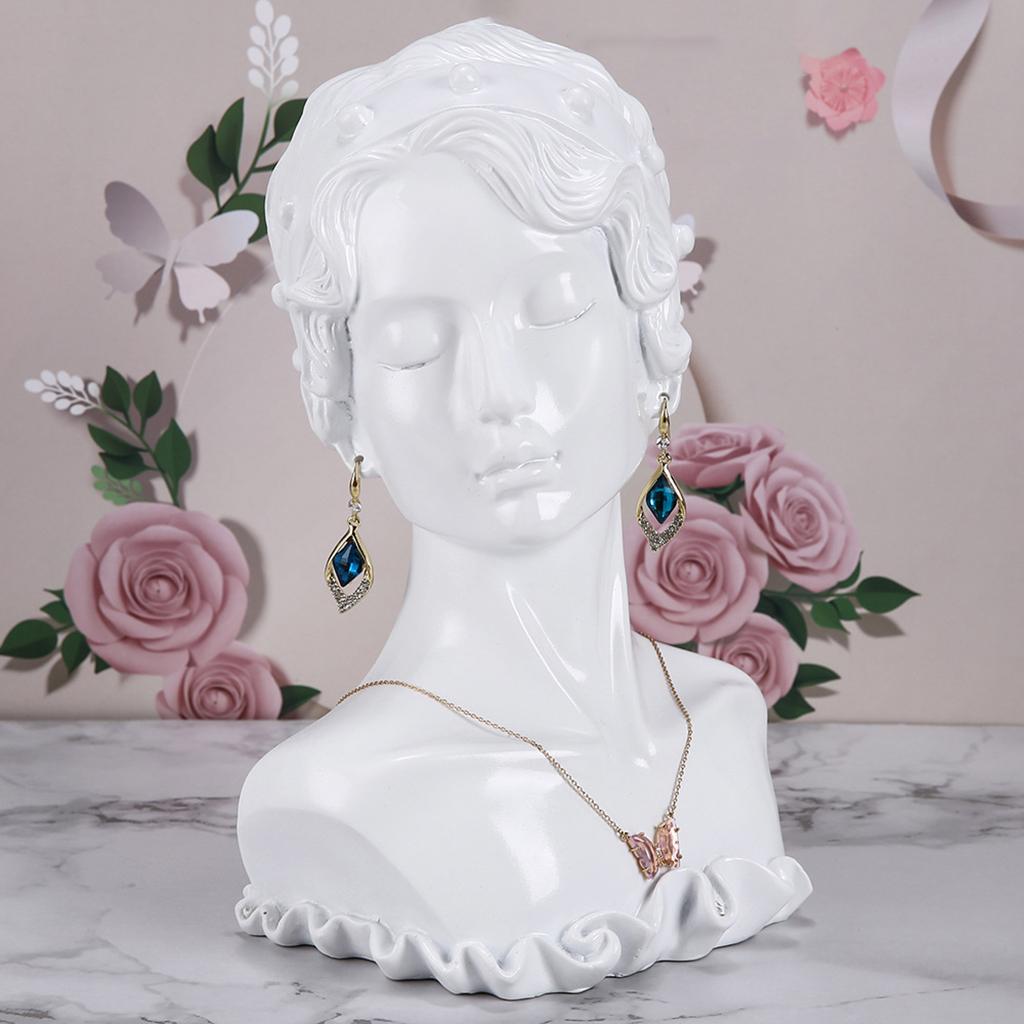 Resin Necklace Earring Display Mannequin for Women Home Organization  white