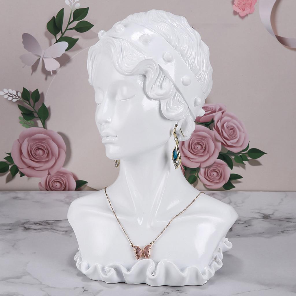 Resin Necklace Earring Display Mannequin for Women Home Organization  white