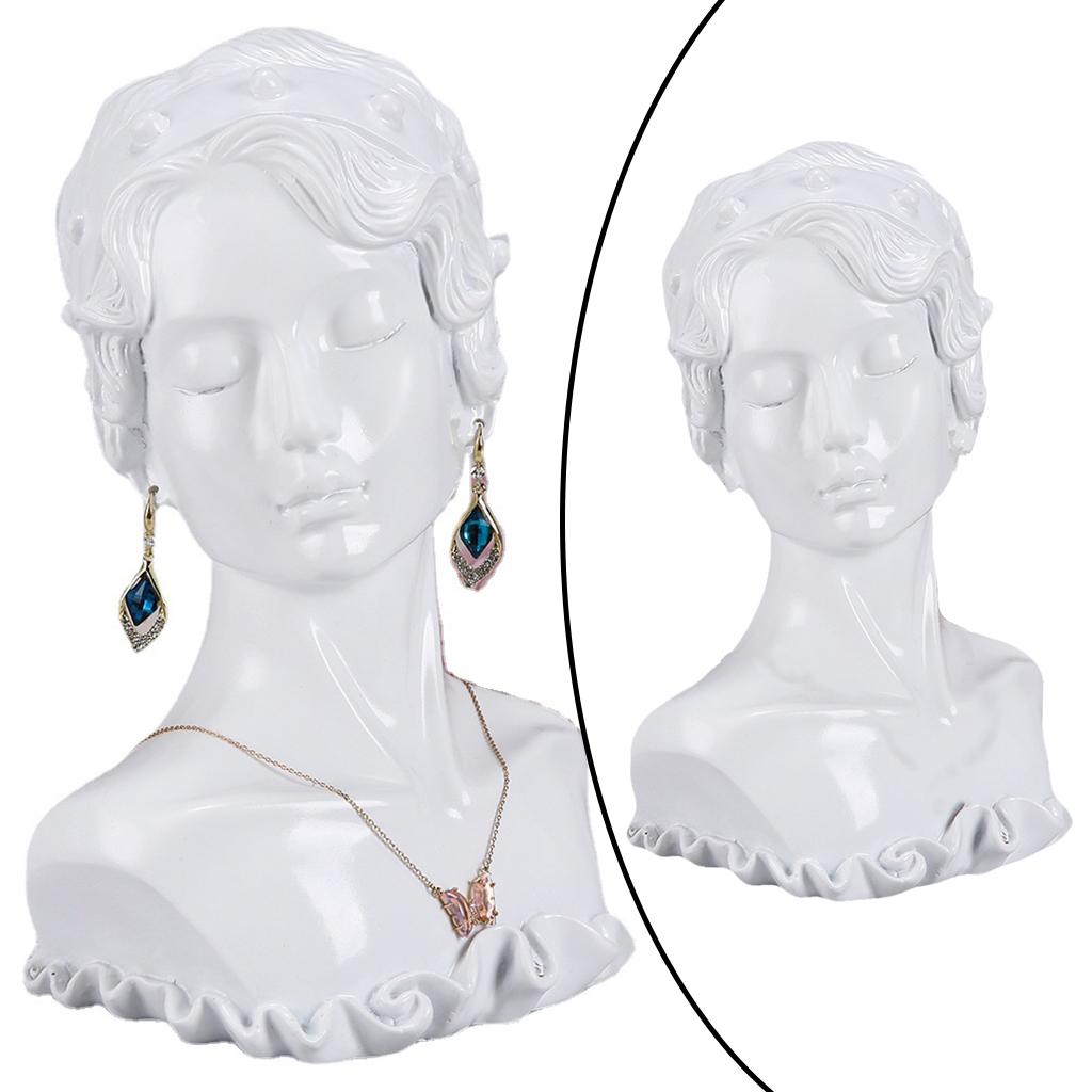 Resin Necklace Earring Display Mannequin for Women Home Organization  white