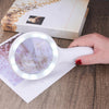 Small Handheld Magnifier with 18 LED Light for Seniors Children Books  White