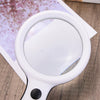 Small Handheld Magnifier with 18 LED Light for Seniors Children Books  White