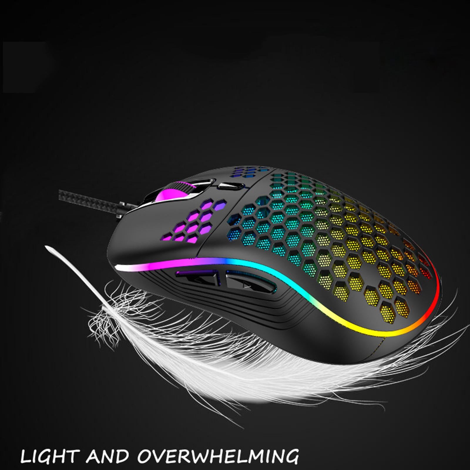 Honeycomb Wired Gaming Mouse RGB Lighting for Desktop PC Universal 6 Buttons