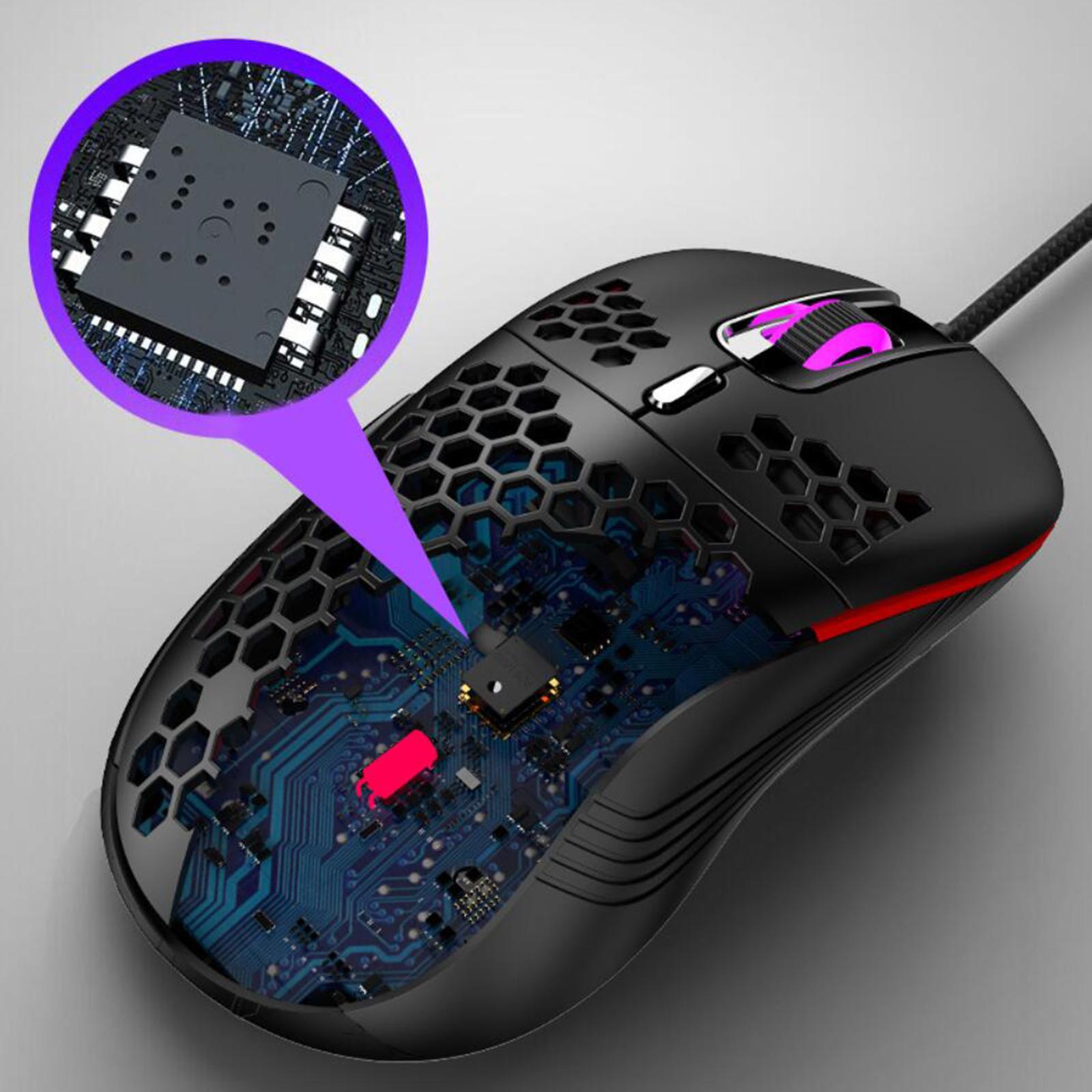 Honeycomb Wired Gaming Mouse RGB Lighting for Desktop PC Universal 6 Buttons