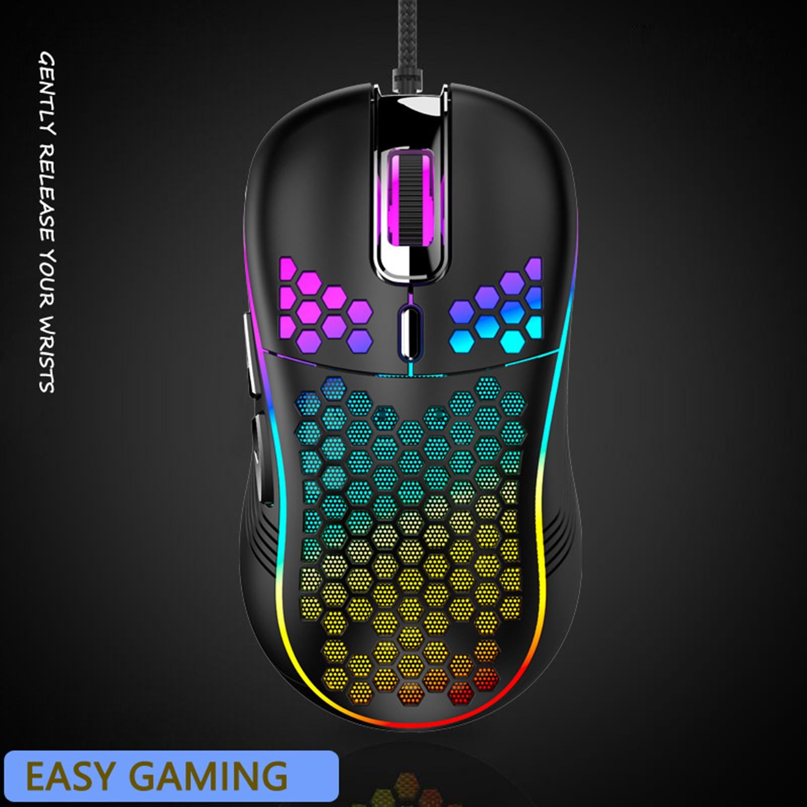 Honeycomb Wired Gaming Mouse RGB Lighting for Desktop PC Universal 6 Buttons