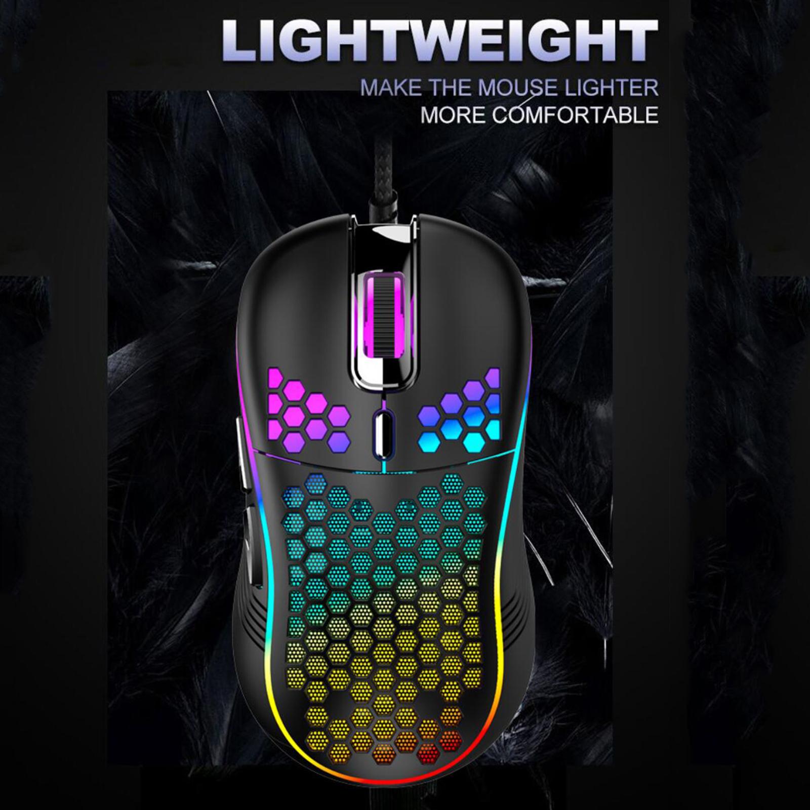 Honeycomb Wired Gaming Mouse RGB Lighting for Desktop PC Universal 6 Buttons