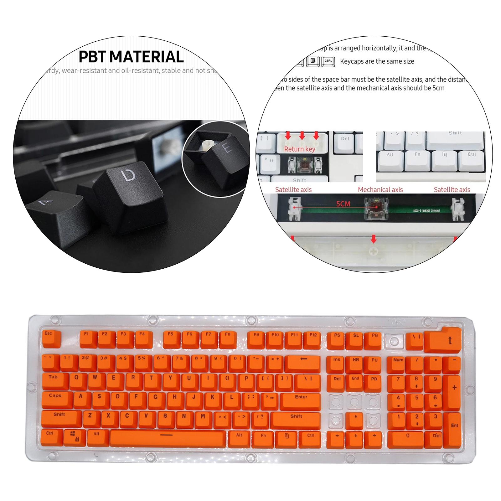 DIY PBT 104 Keys Keycaps for 61 64 72 98 Gaming Mechanical Keyboard  Orange