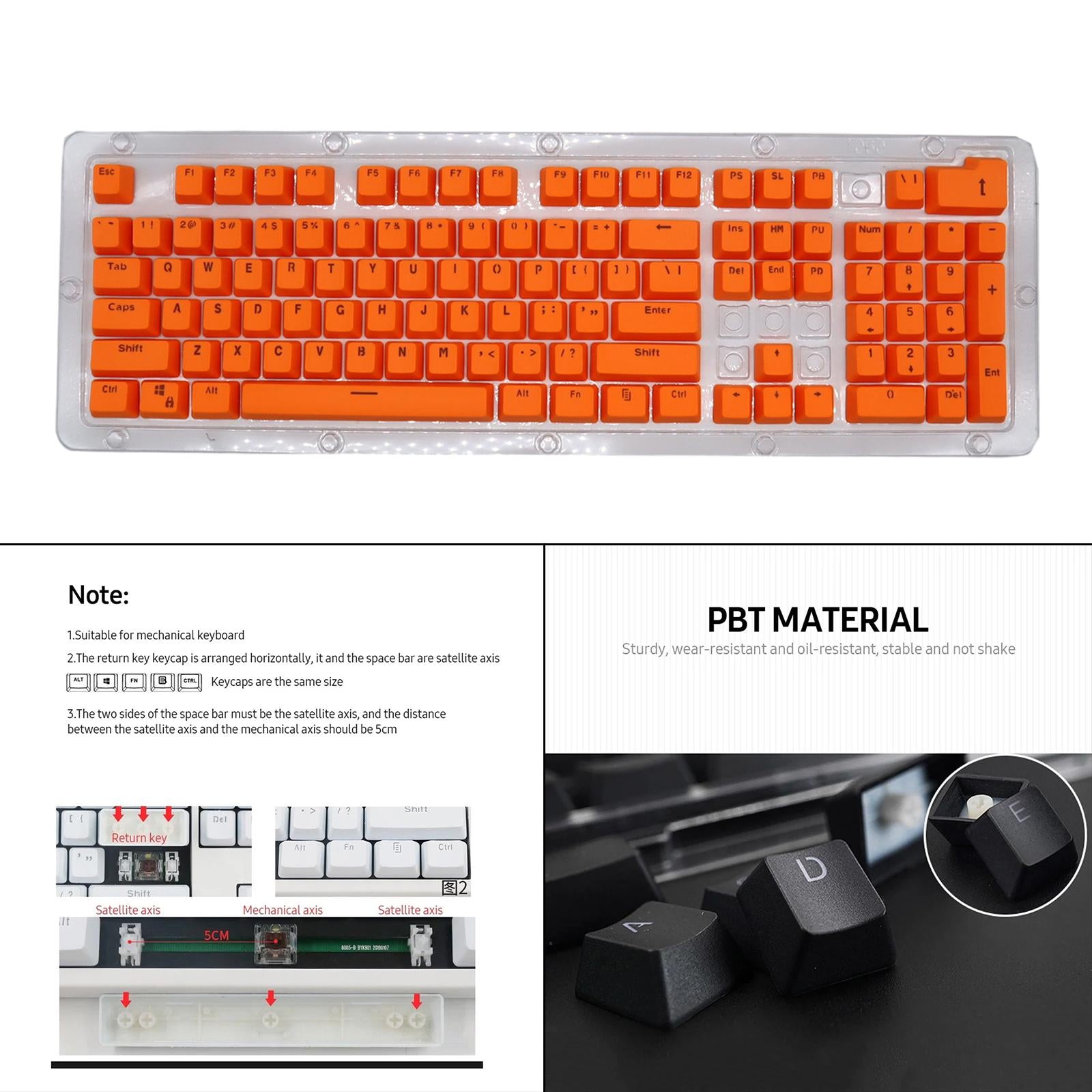 DIY PBT 104 Keys Keycaps for 61 64 72 98 Gaming Mechanical Keyboard  Orange