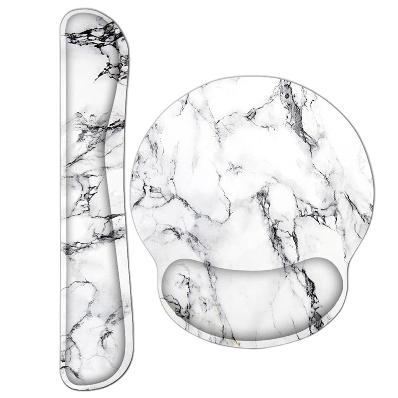 Mouse Mat Set for Computers Laptop Games Relieve Wrist Pain White Marble