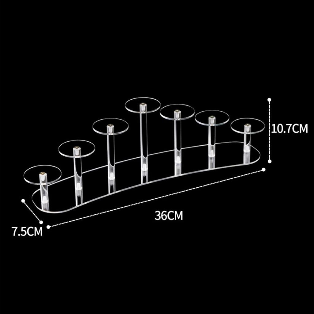 Acrylic Display Rack Clear Layers Cosmetics Display Holder Curved 7 Digits