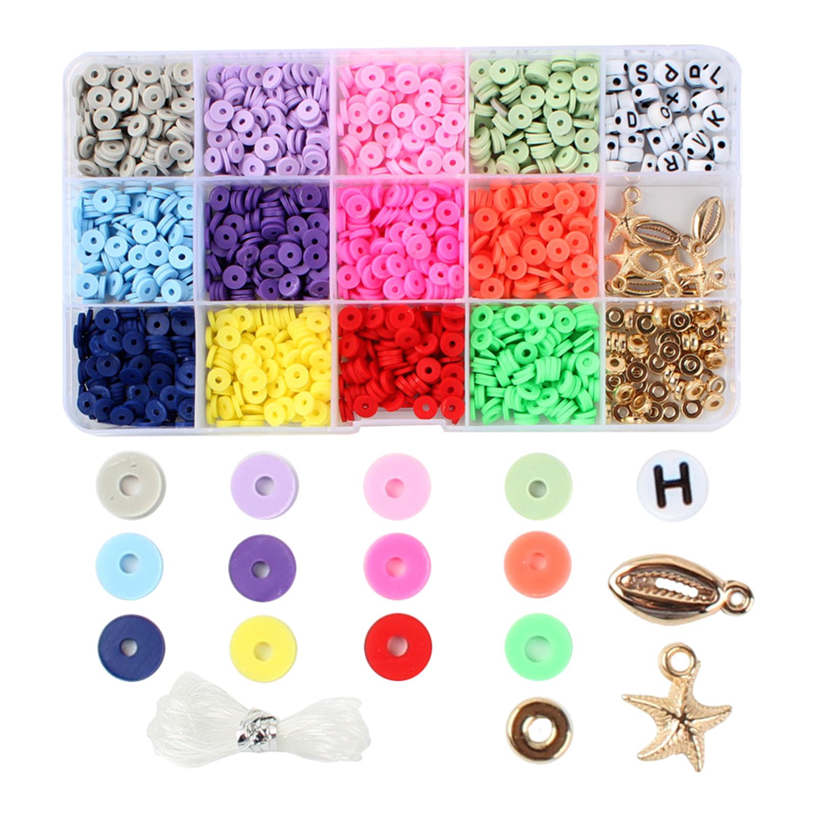 15 Grid Polymer Clay Beads Set Spacer Charms for Bangles DIY Jewelry Making