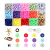 15 Grid Polymer Clay Beads Set Spacer Charms for Bangles DIY Jewelry Making