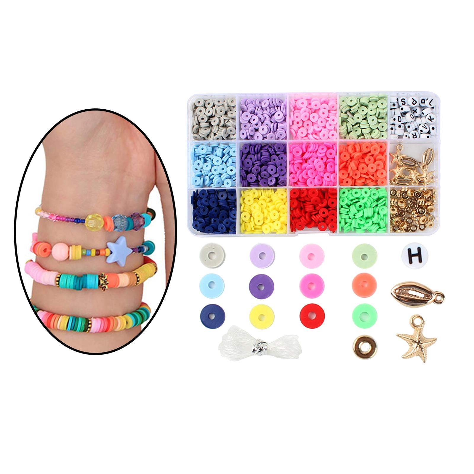 15 Grid Polymer Clay Beads Set Spacer Charms for Bangles DIY Jewelry Making