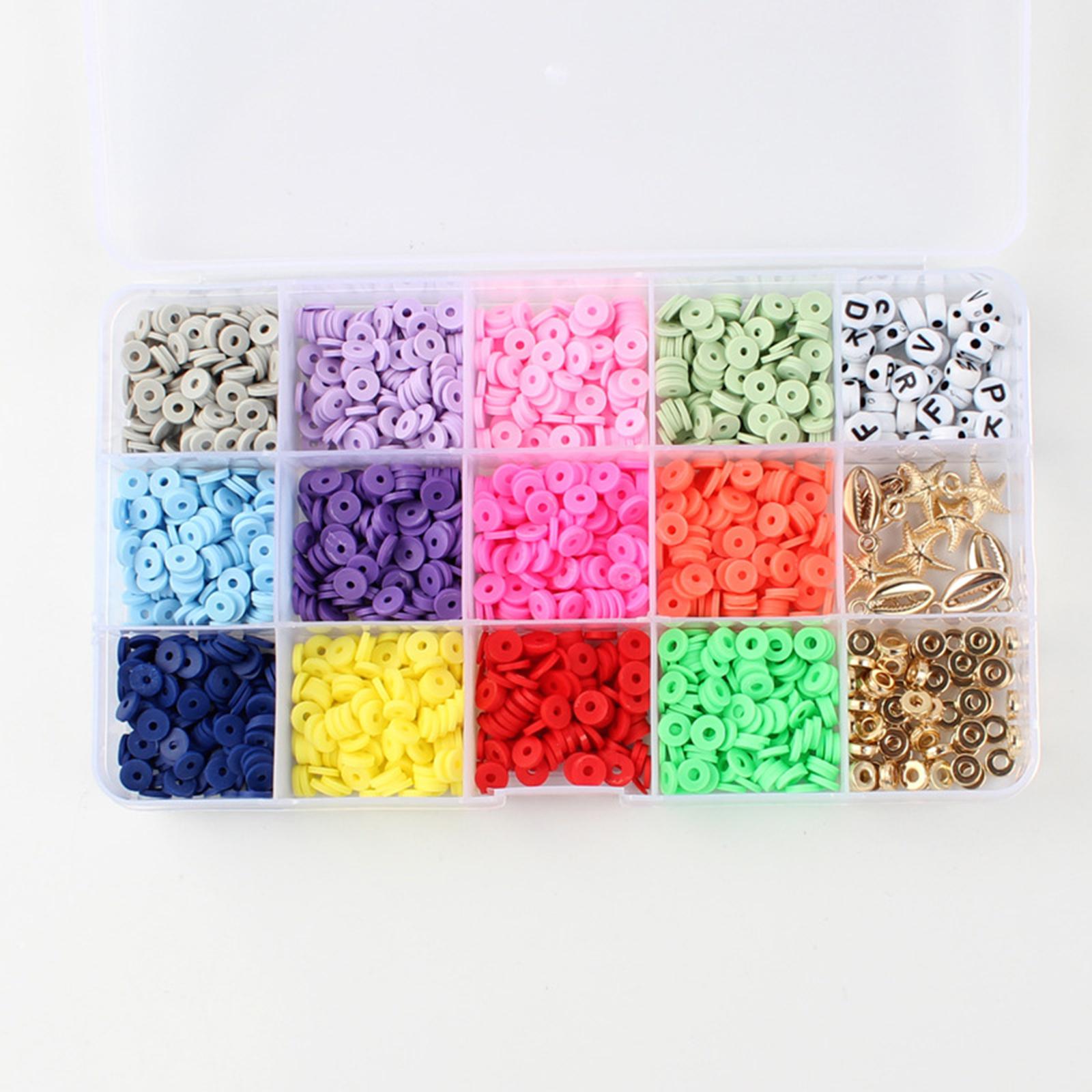 15 Grid Polymer Clay Beads Set Spacer Charms for Bangles DIY Jewelry Making