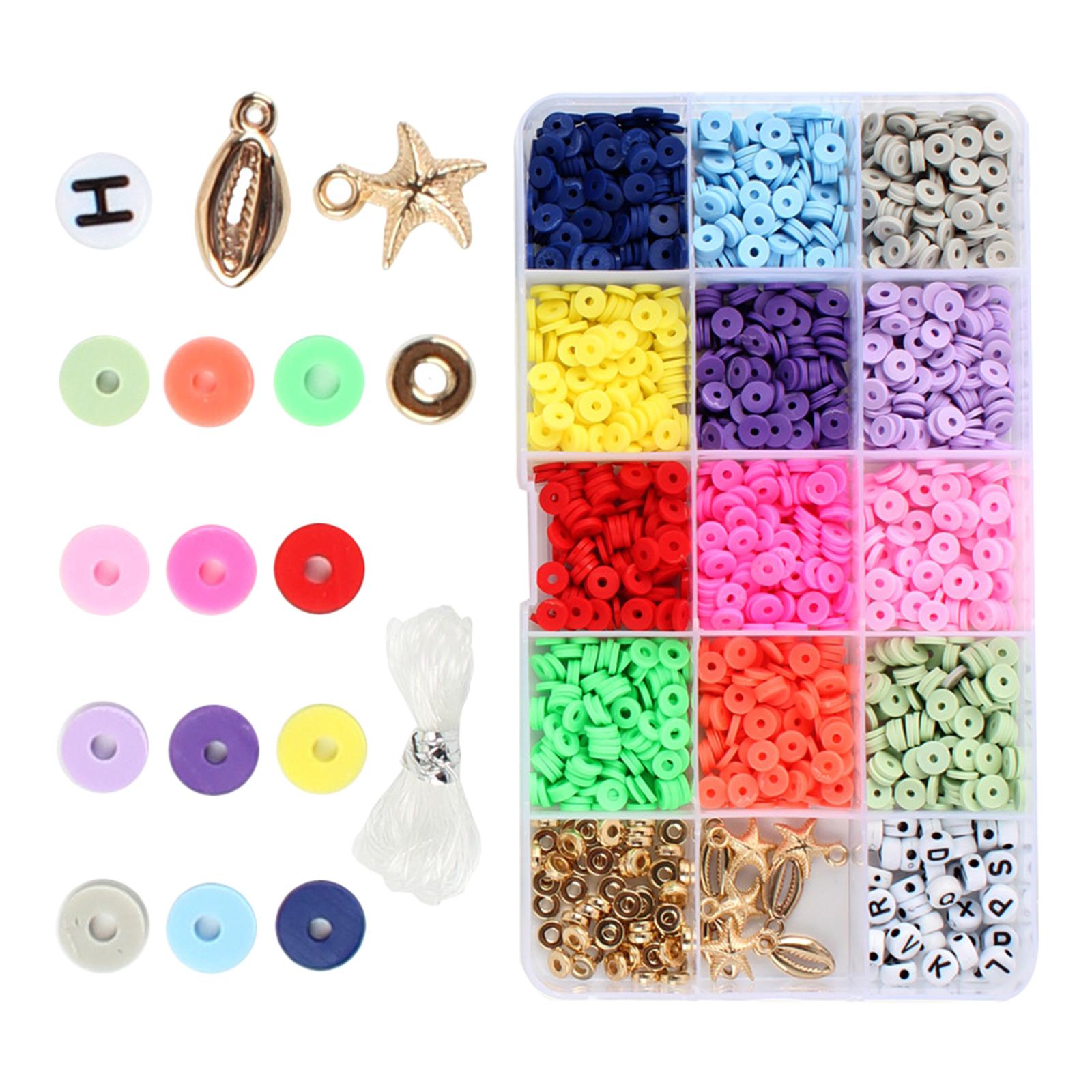 15 Grid Polymer Clay Beads Set Spacer Charms for Bangles DIY Jewelry Making