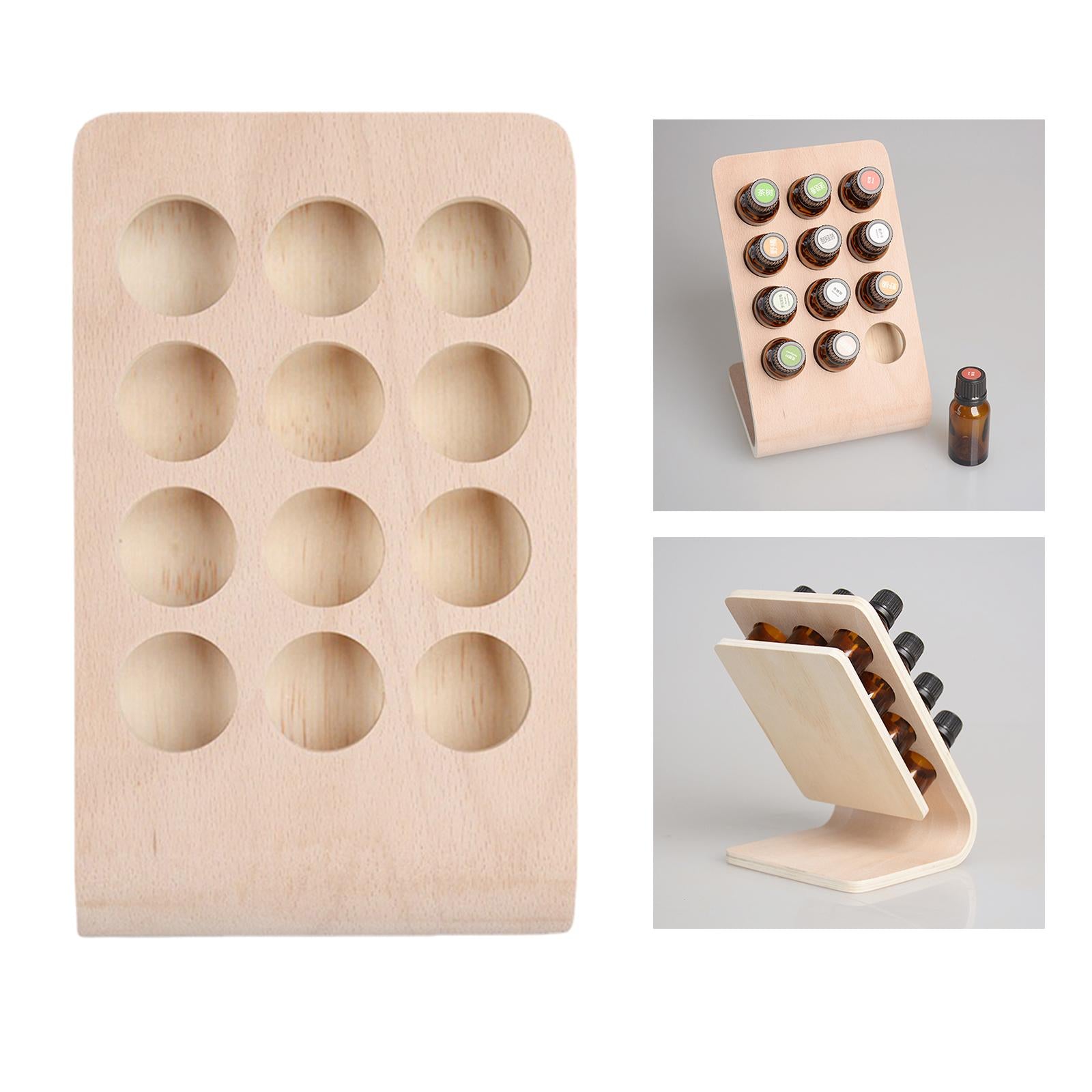 12 Slots 15ML Wooden Essential Oil Display Stand Rack Compact Multiple Usage