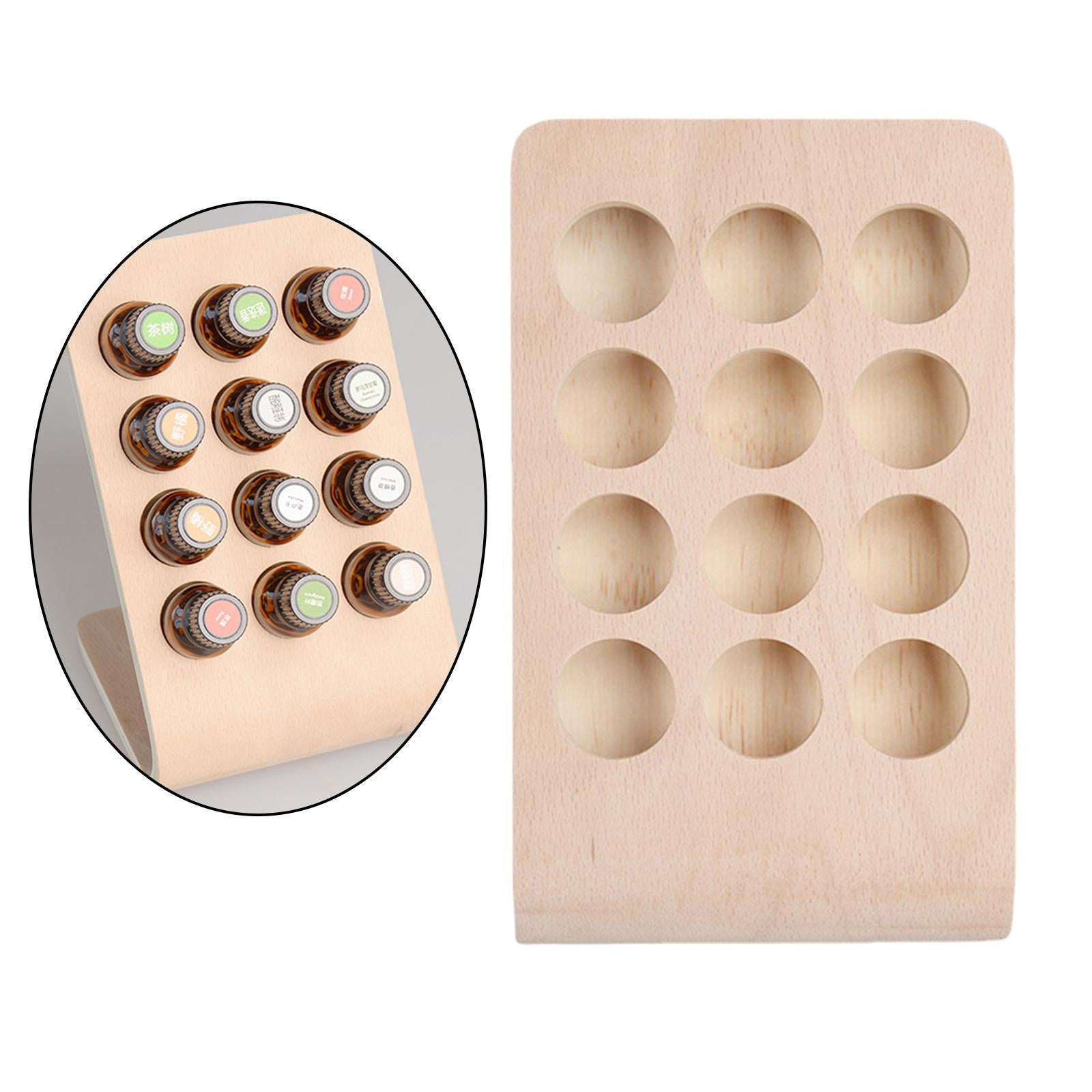 12 Slots 15ML Wooden Essential Oil Display Stand Rack Compact Multiple Usage