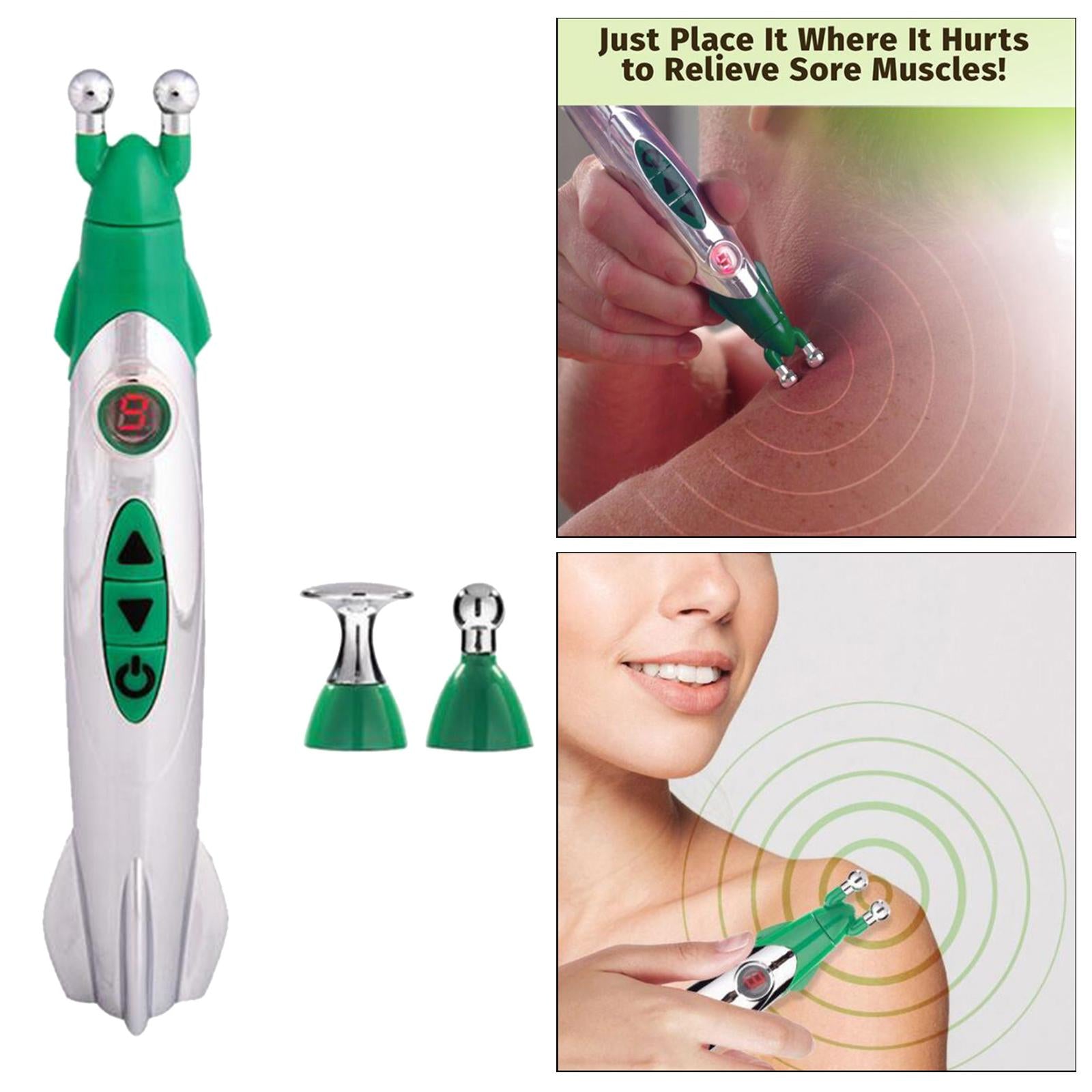 Electronic Acupuncture Pen Muscle Ache Relief for Relaxing 3 Massage heads