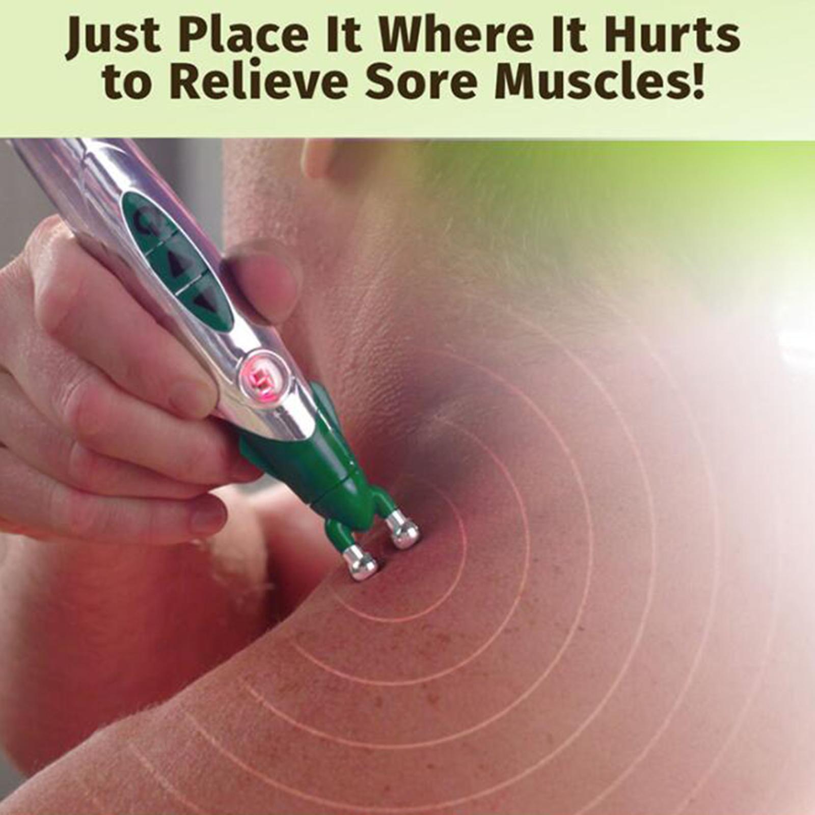 Electronic Acupuncture Pen Muscle Ache Relief for Relaxing 3 Massage heads