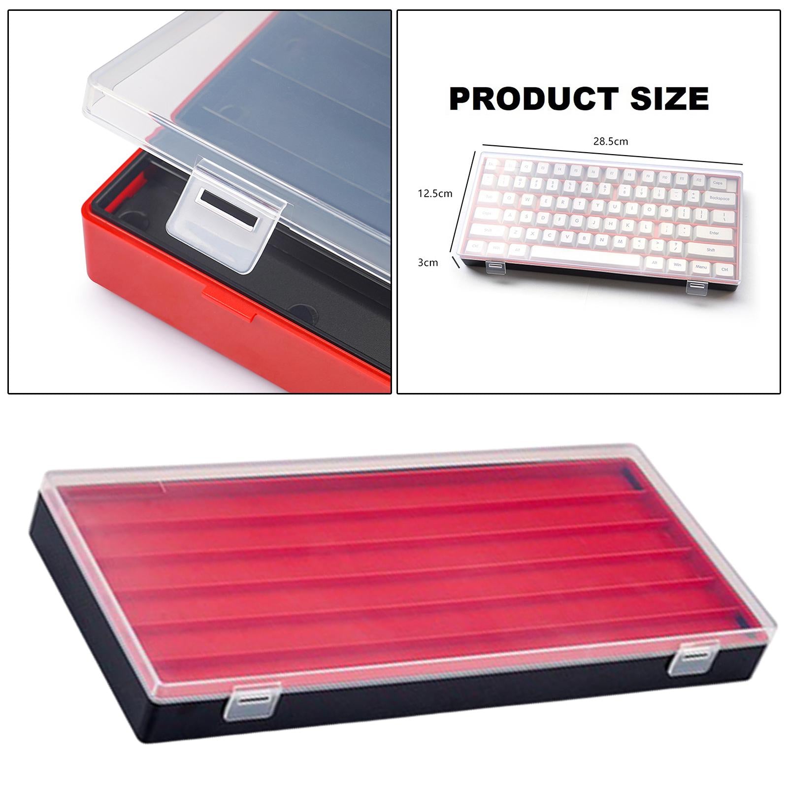 3 Layers Keycaps Storage Box w/Clear Cover with Dividers Organizer Black Red