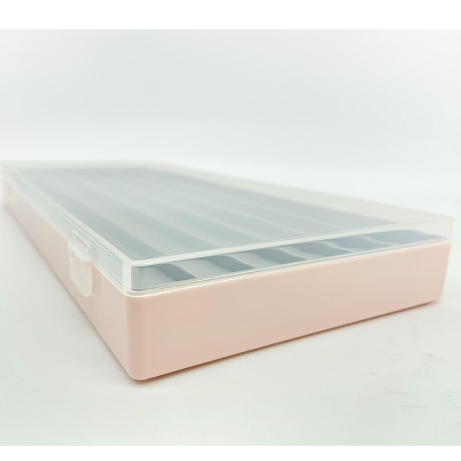 3 Layers Keycaps Storage Box w/Clear Cover with Dividers Organizer Pink