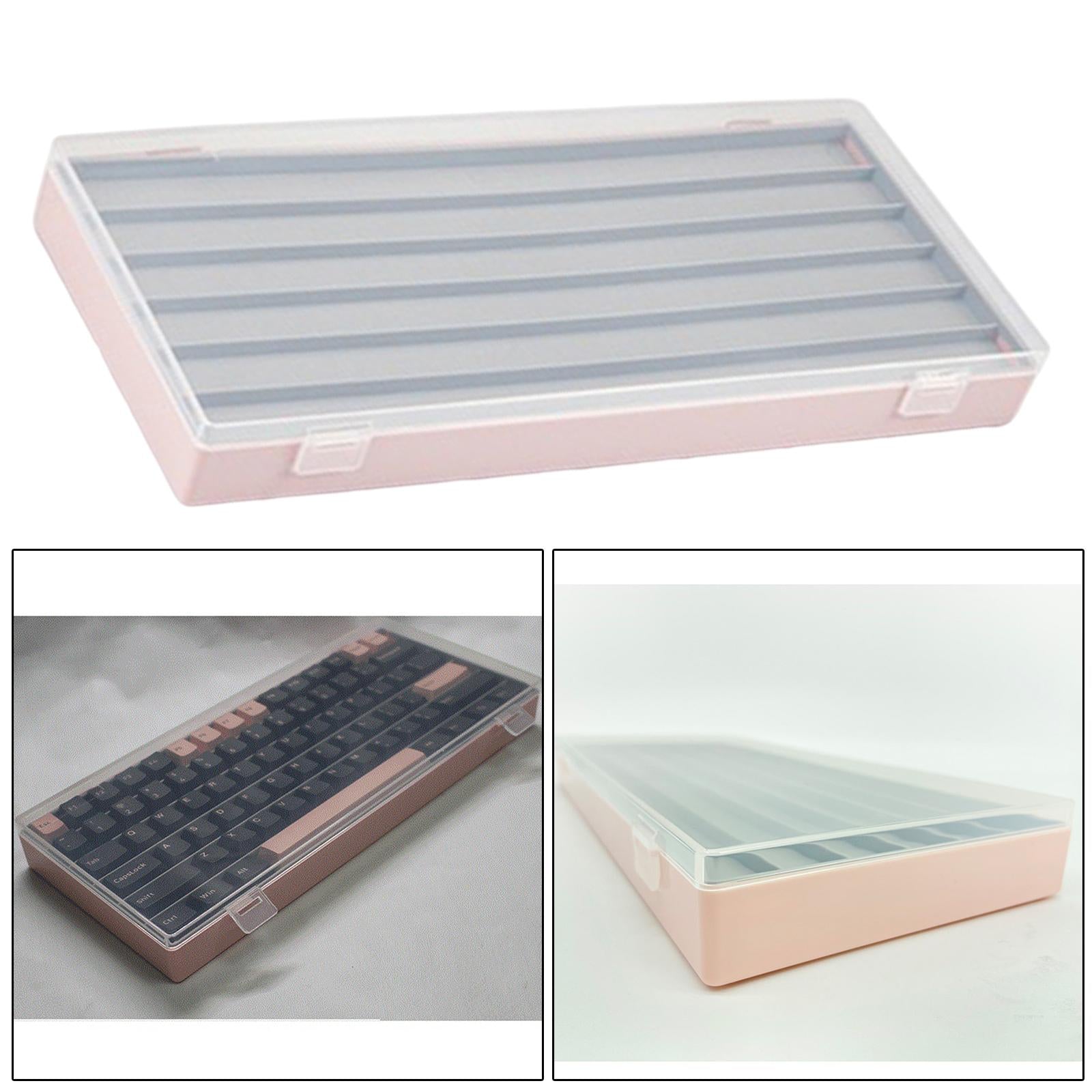 3 Layers Keycaps Storage Box w/Clear Cover with Dividers Organizer Pink