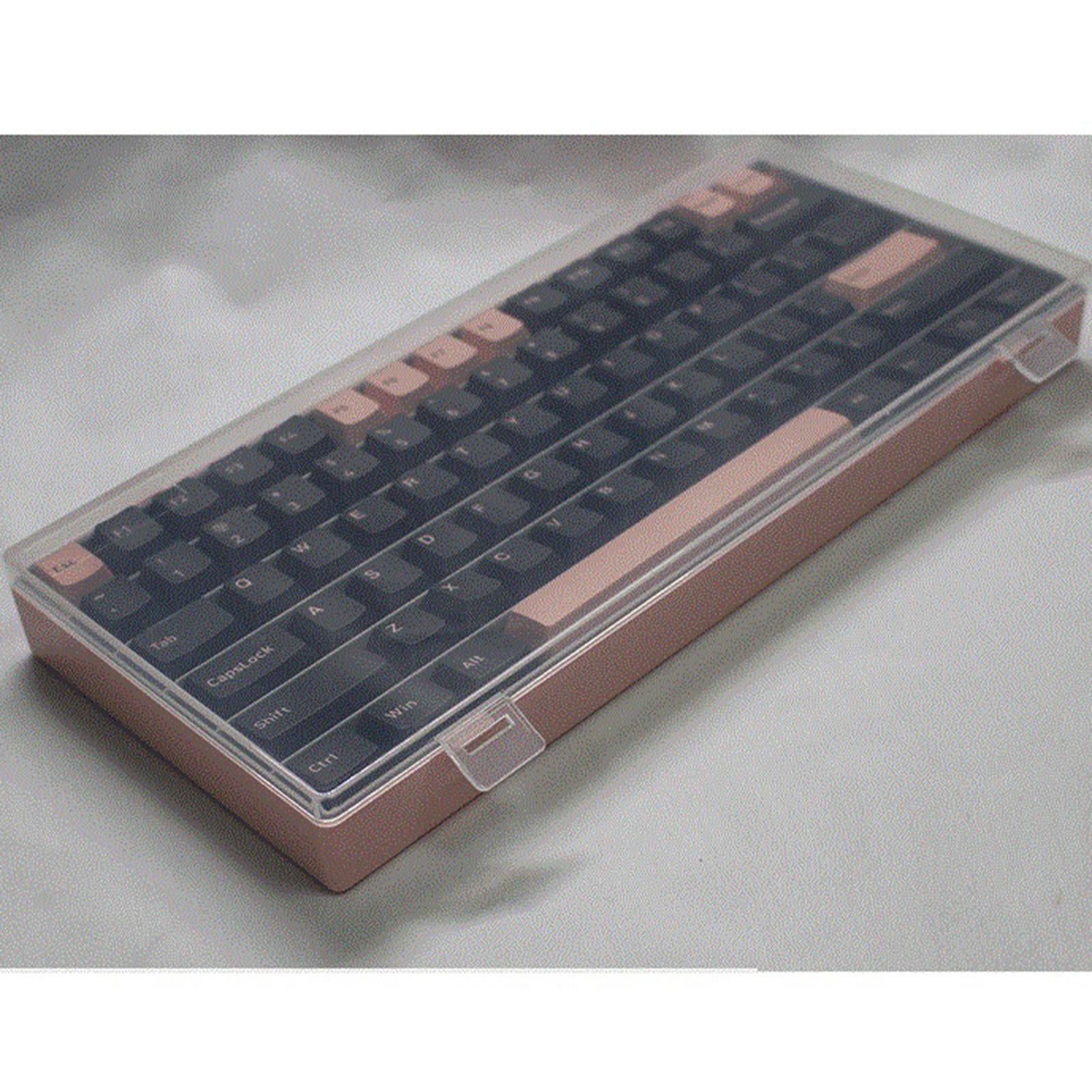 3 Layers Keycaps Storage Box w/Clear Cover with Dividers Organizer Pink