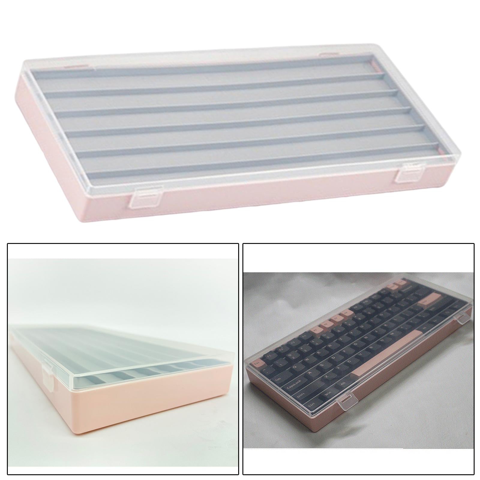 3 Layers Keycaps Storage Box w/Clear Cover with Dividers Organizer Pink