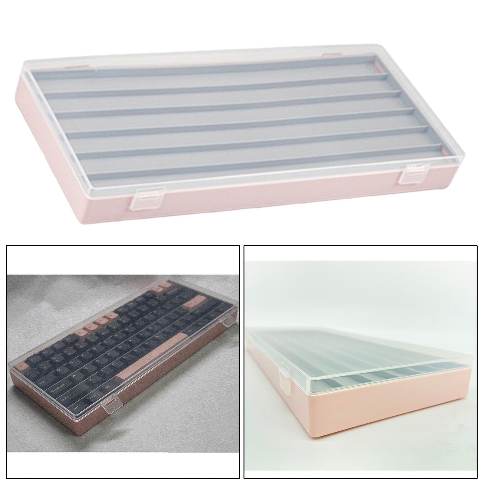 3 Layers Keycaps Storage Box w/Clear Cover with Dividers Organizer Pink