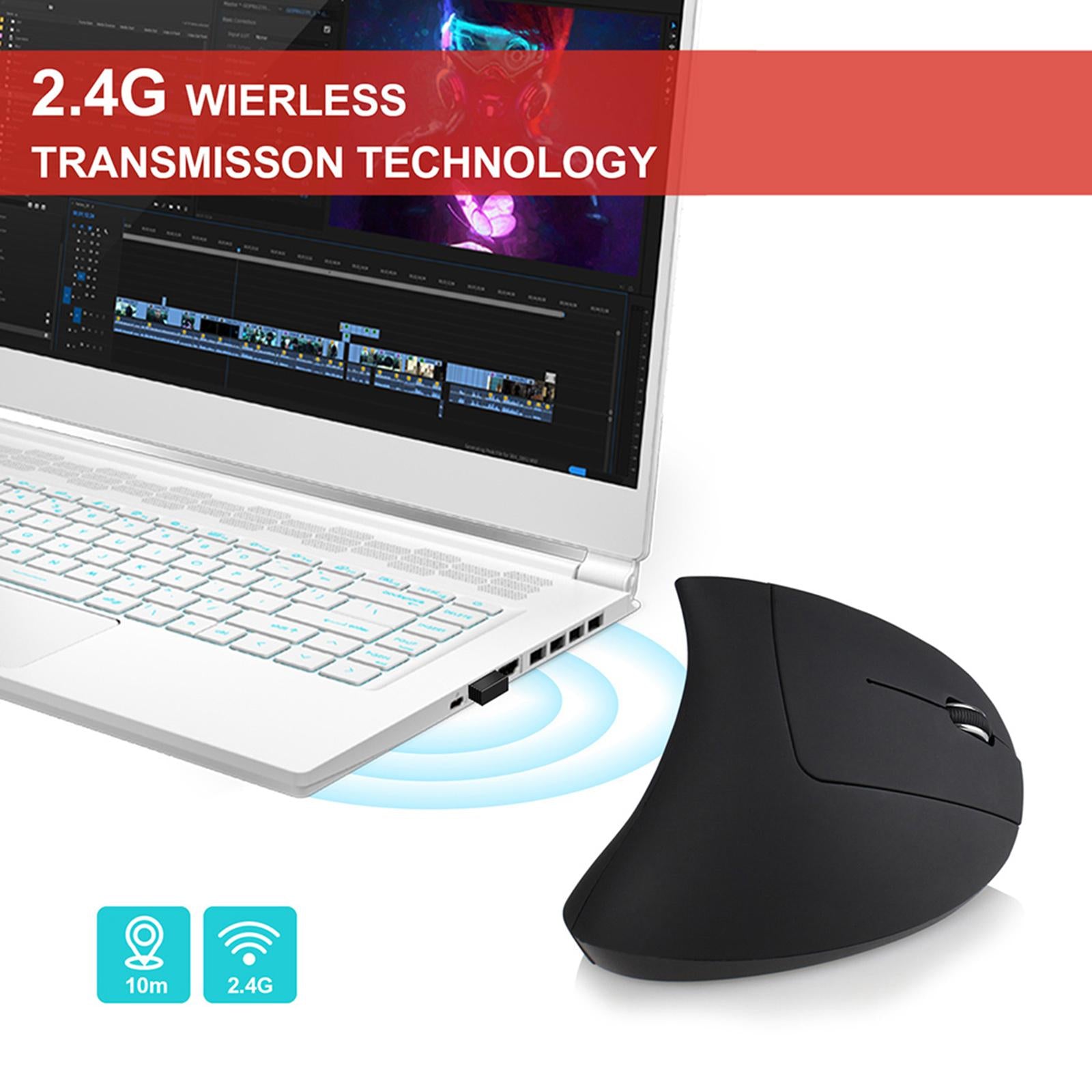 2.4G Vertical Wireless Mouse 6 Buttons Small Mice Reduce Wrist Pain Portable