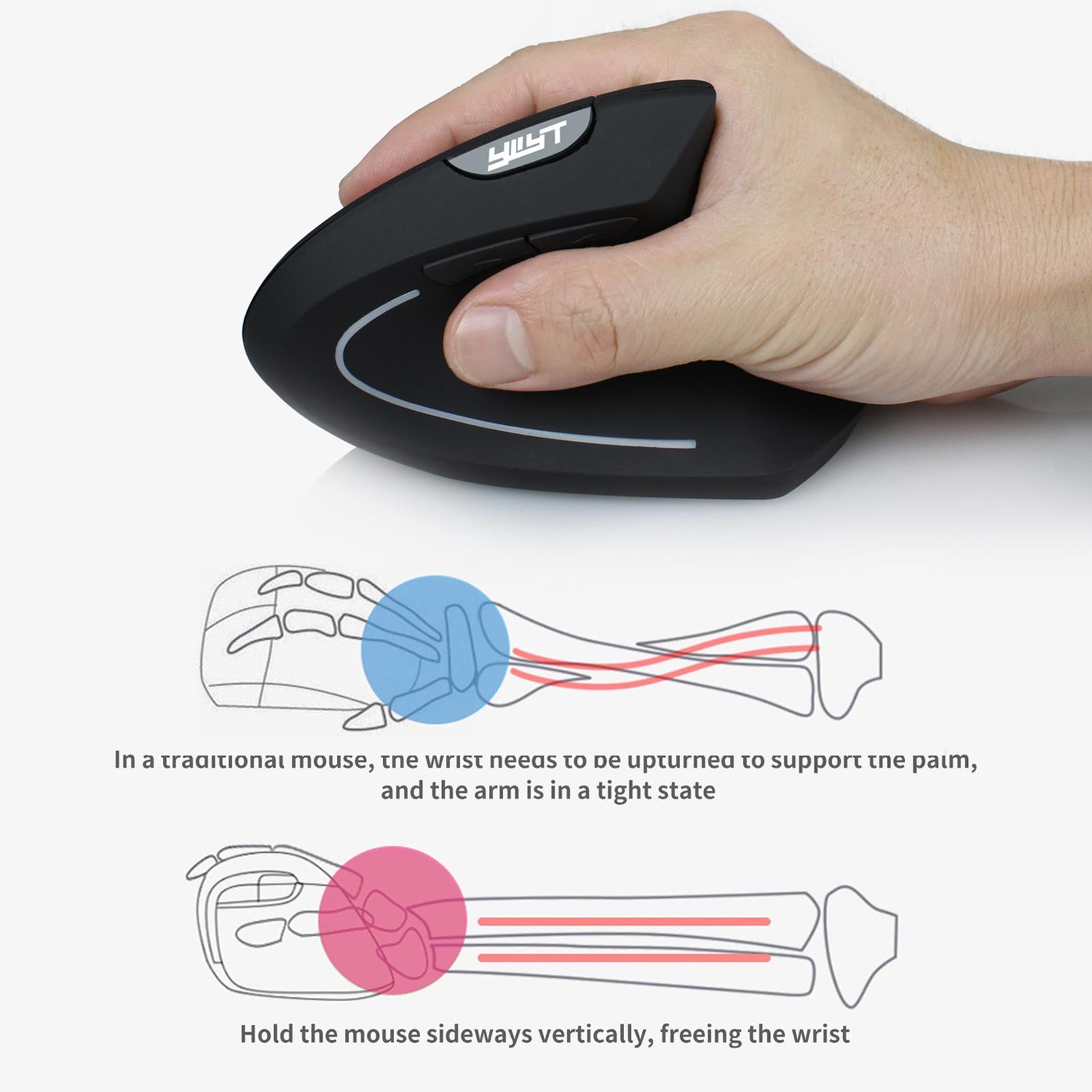 2.4G Vertical Wireless Mouse 6 Buttons Small Mice Reduce Wrist Pain Portable