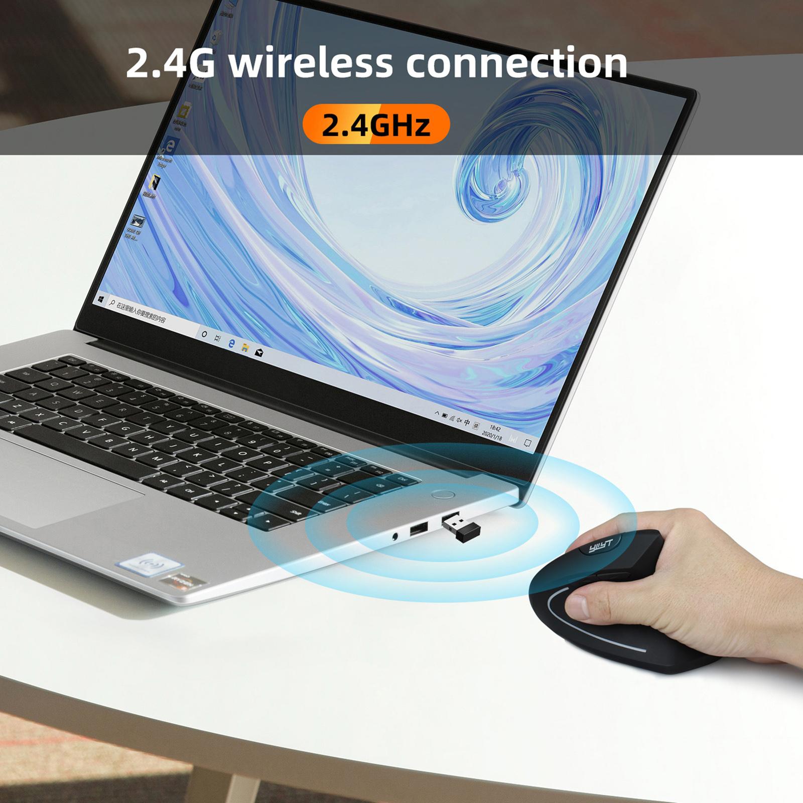 2.4G Vertical Wireless Mouse 6 Buttons Small Mice Reduce Wrist Pain Portable