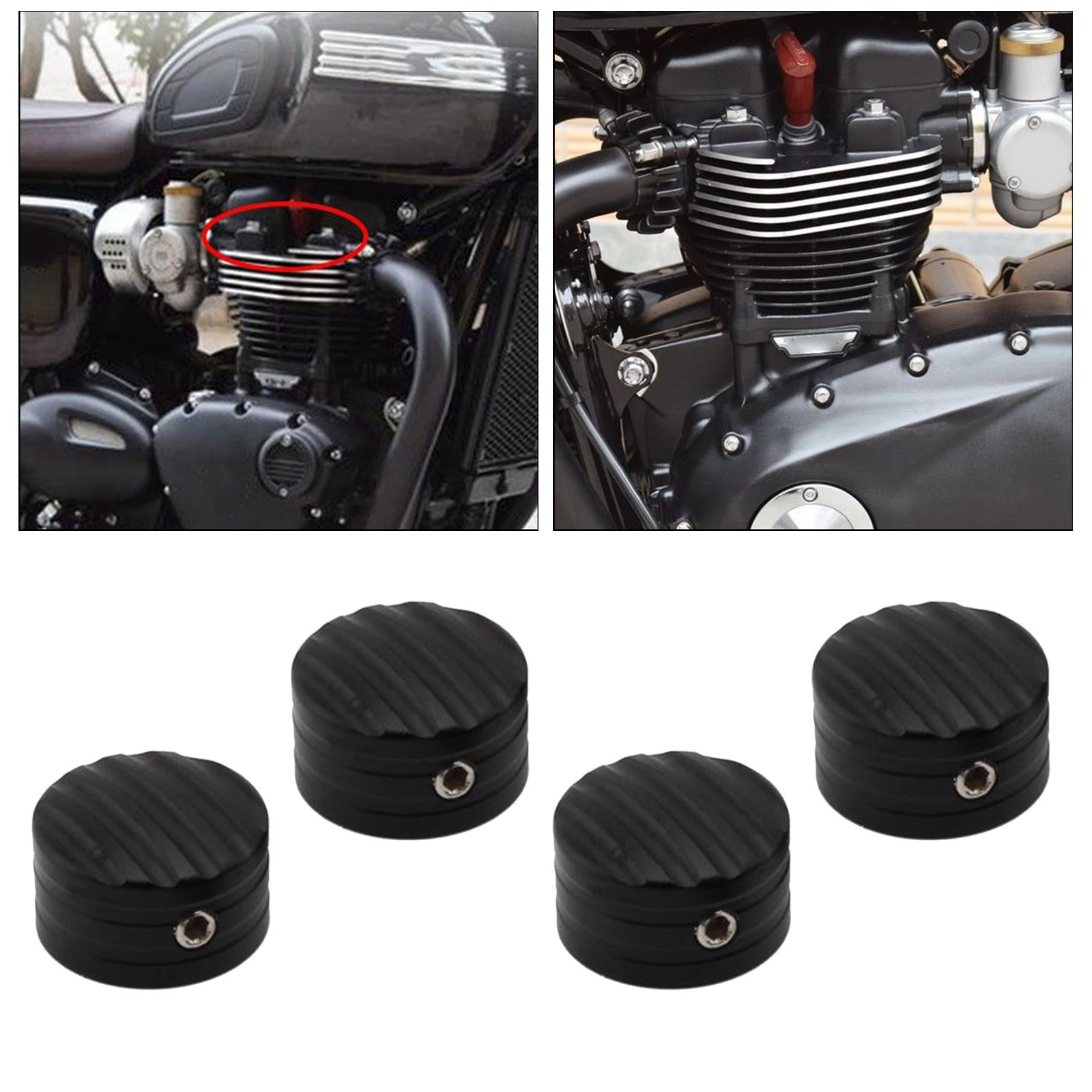 4x Head Bolts Bolts Caps Nut Cover for Triumph Bonneville T120  Black Lines