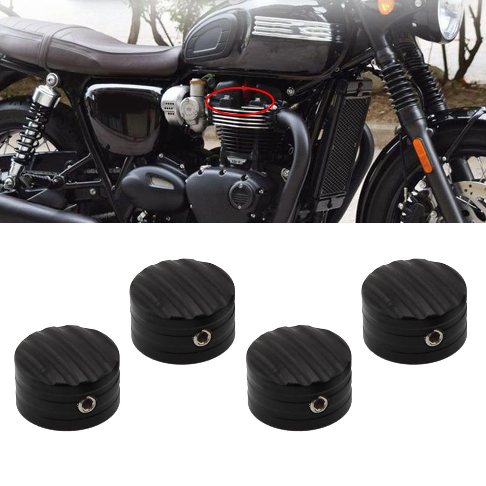 4x Head Bolts Bolts Caps Nut Cover for Triumph Bonneville T120  Black Lines