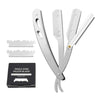 Stainless Steel Barber Straight Edge Razor with 100Piece Blades Silver