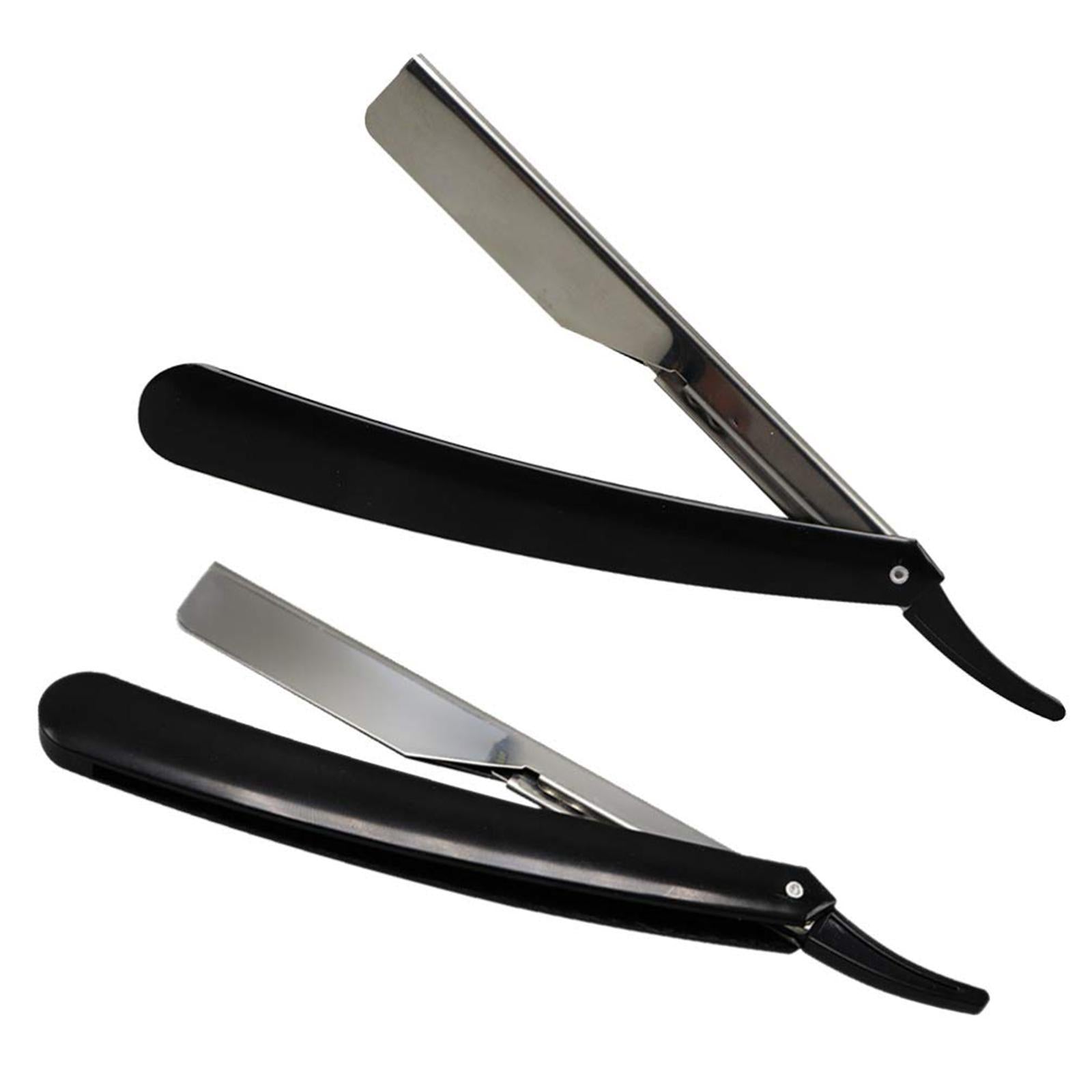 Stainless Steel Barber Straight Edge Razor Kit with 100Piece Blades Black