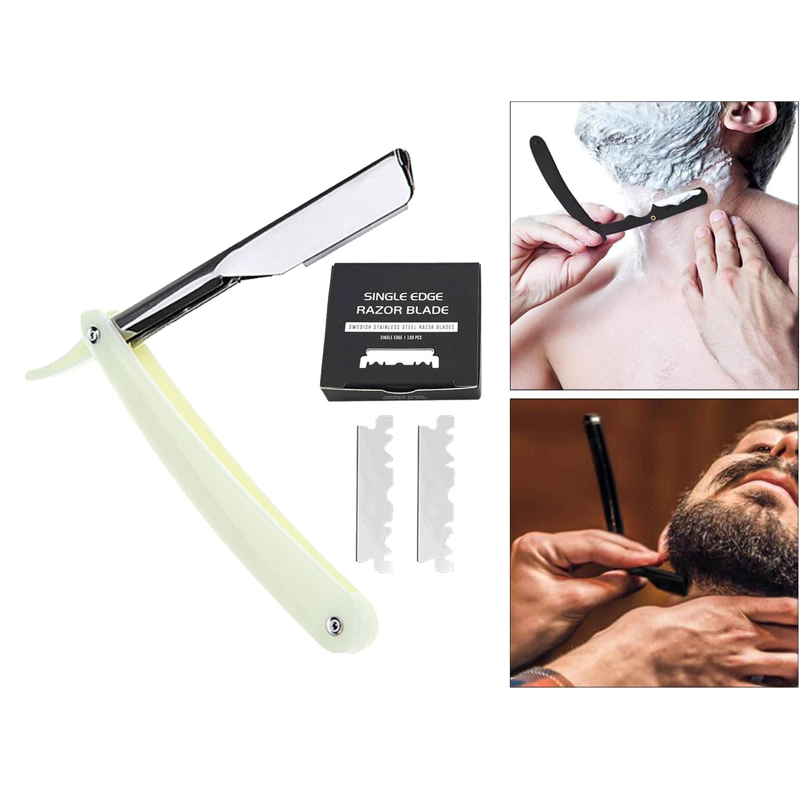 Stainless Steel Barber Straight Edge Razor Kit with 100Piece Blades Yellow