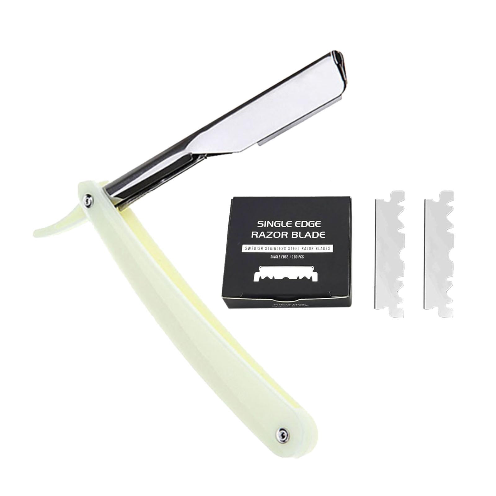 Stainless Steel Barber Straight Edge Razor Kit with 100Piece Blades Yellow