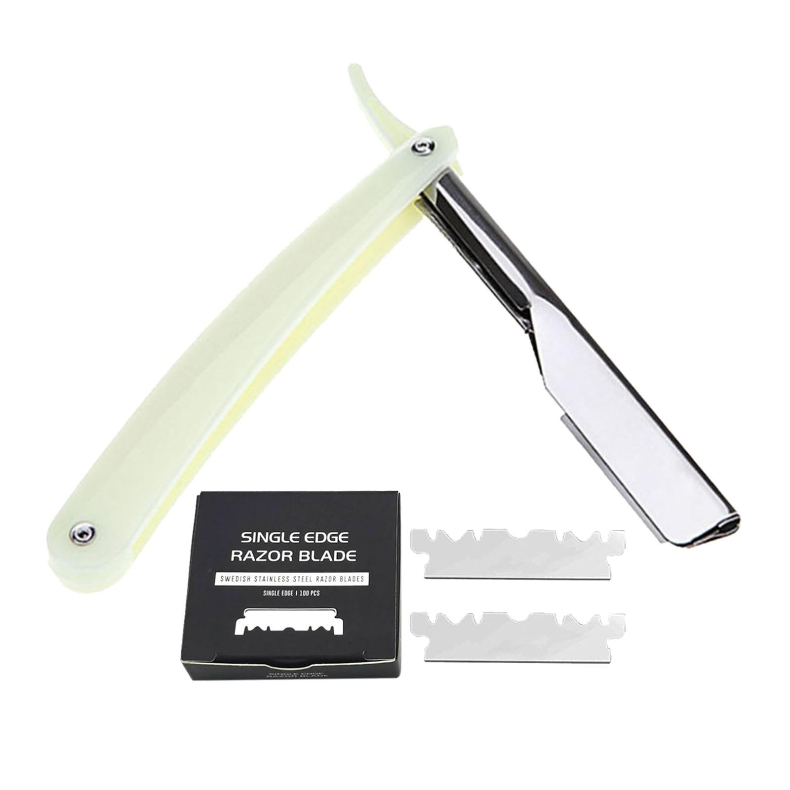 Stainless Steel Barber Straight Edge Razor Kit with 100Piece Blades Yellow