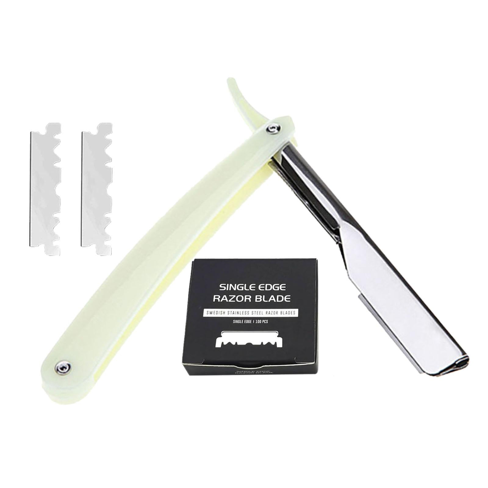 Stainless Steel Barber Straight Edge Razor Kit with 100Piece Blades Yellow