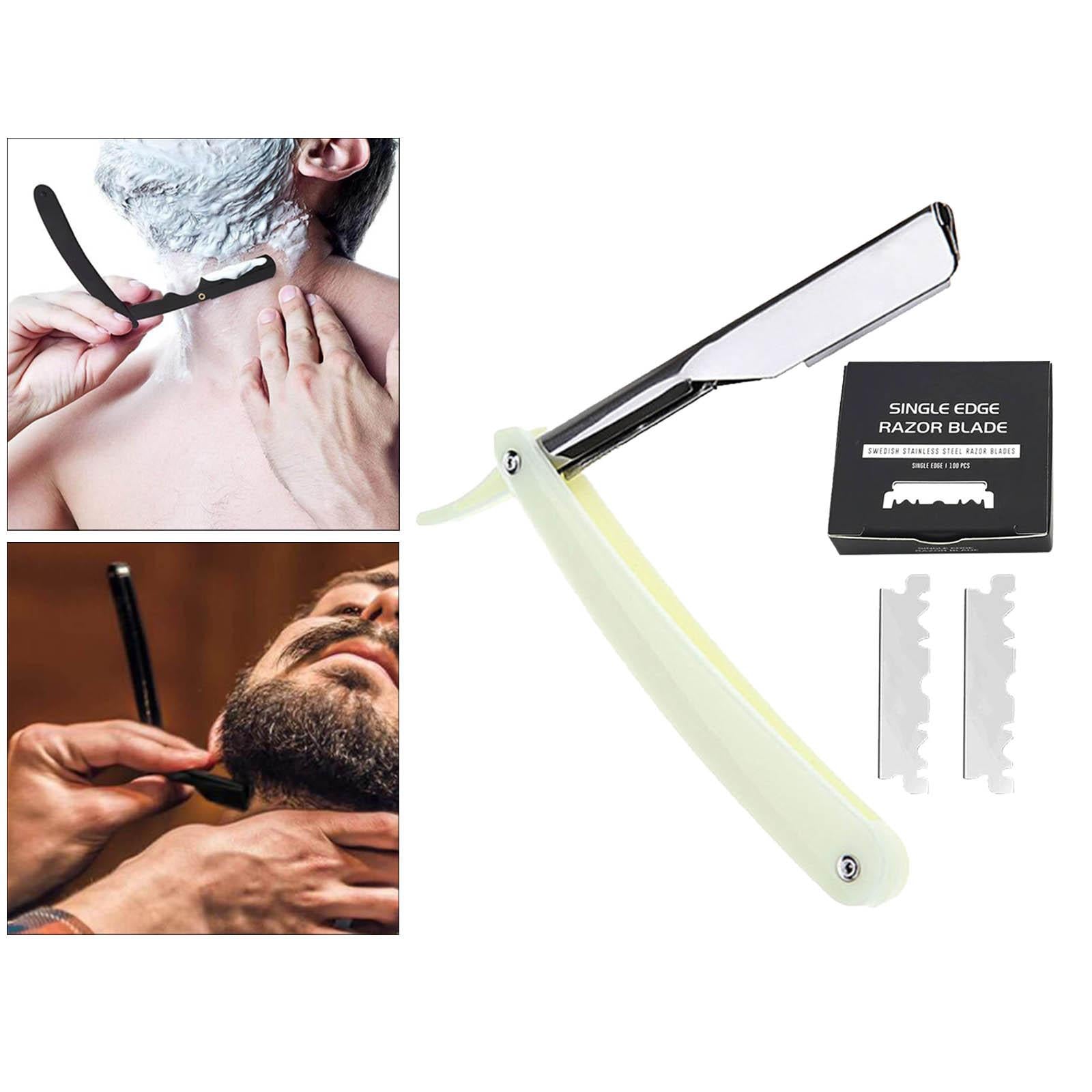 Stainless Steel Barber Straight Edge Razor Kit with 100Piece Blades Yellow