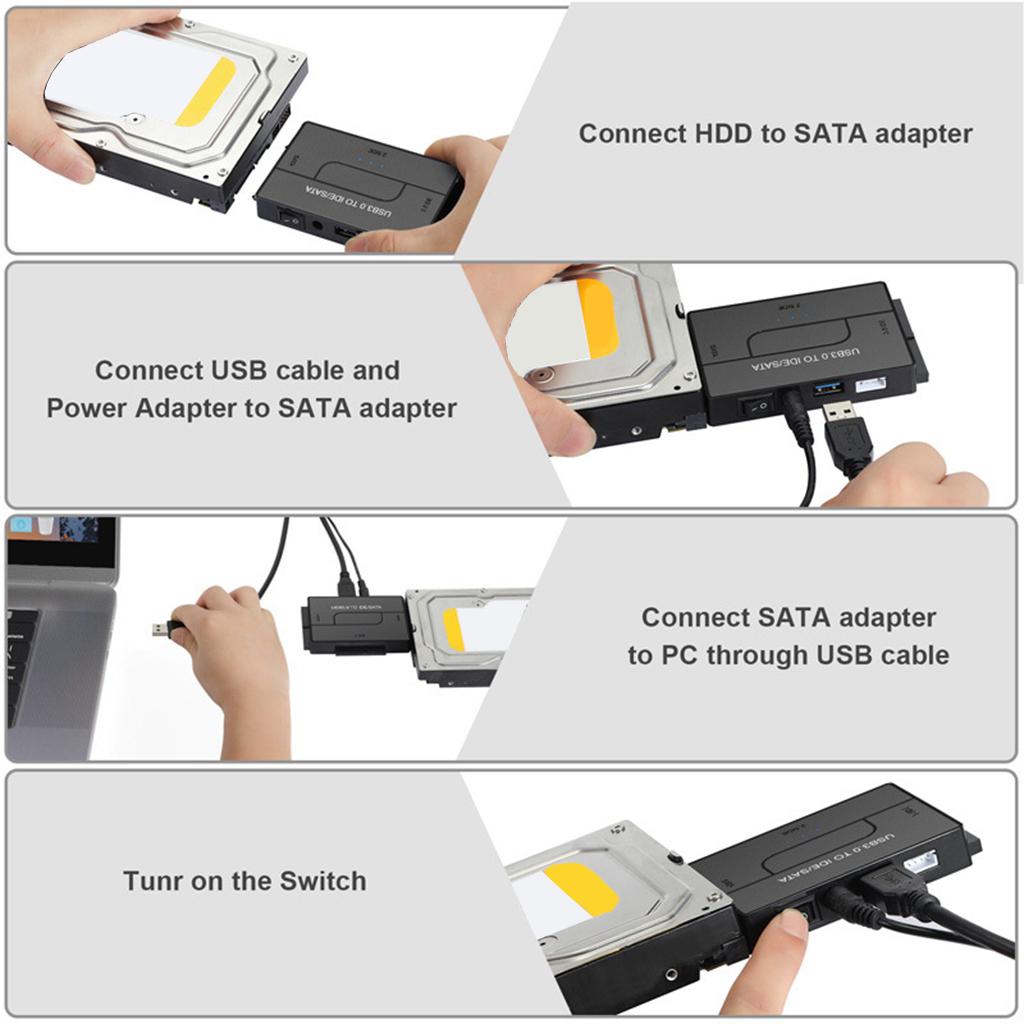 3-In-1 SATA/IDE to USB 3.0 Adapter Set Fits for 2.5"/3.5" Inch IDE and SATA