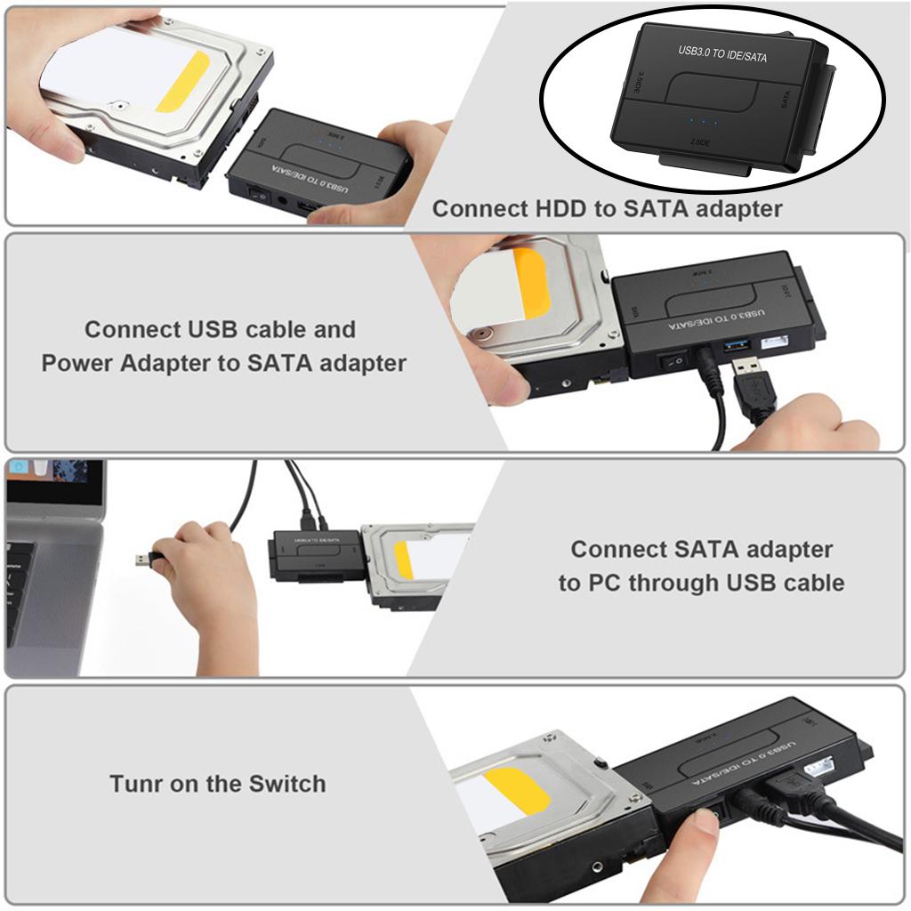 3-In-1 SATA/IDE to USB 3.0 Adapter Set Fits for 2.5"/3.5" Inch IDE and SATA