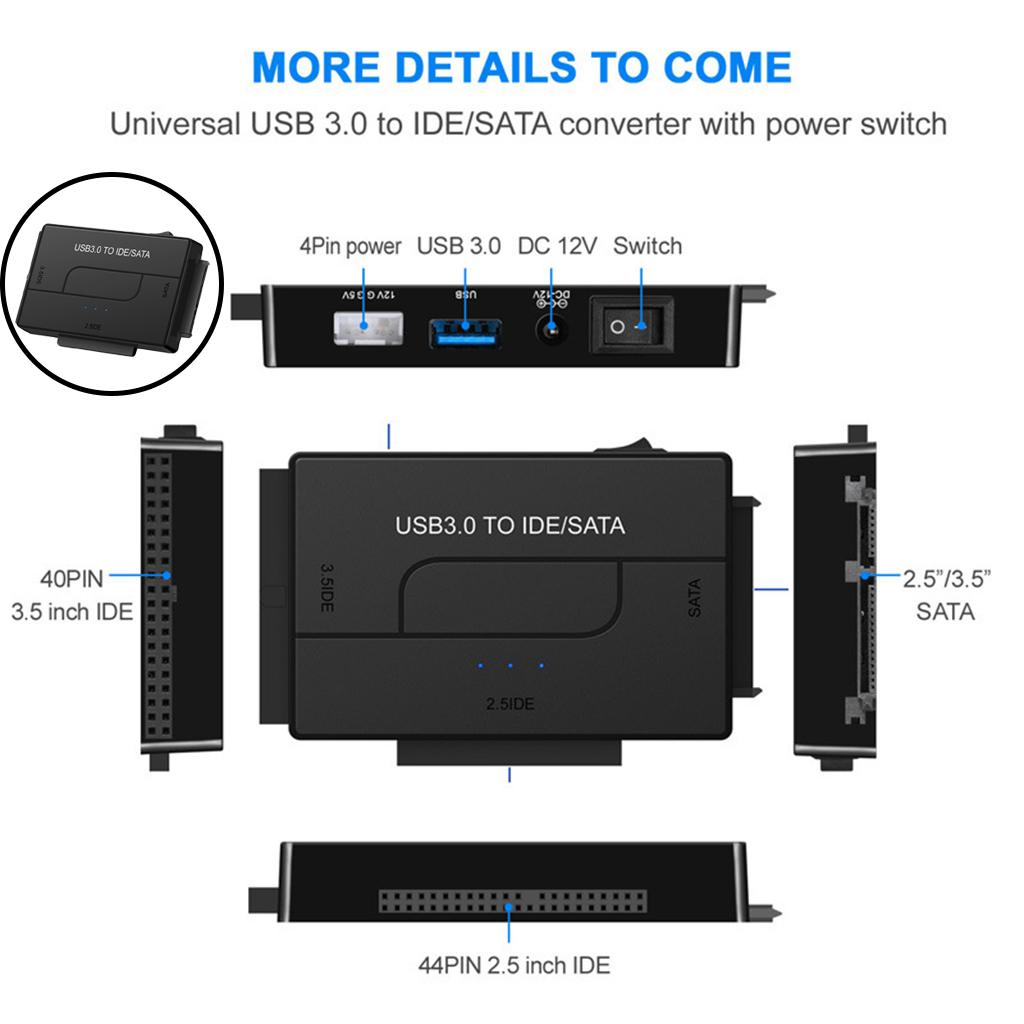 3-In-1 SATA/IDE to USB 3.0 Adapter Set Fits for 2.5"/3.5" Inch IDE and SATA