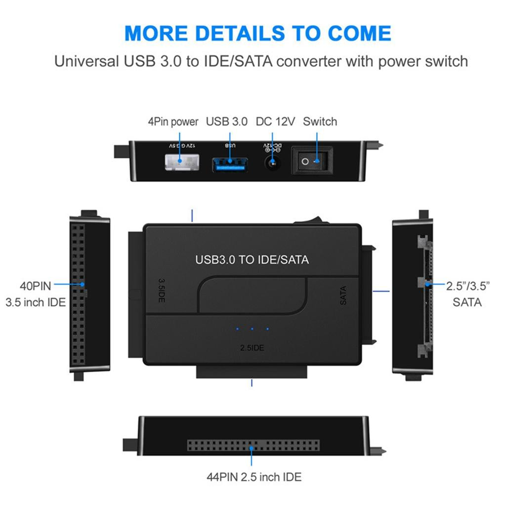 3-In-1 SATA/IDE to USB 3.0 Adapter Set Fits for 2.5"/3.5" Inch IDE and SATA